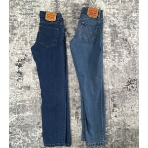 Levi's 511 Boys 14 R Jeans Lot of 2 Flex Adjustable Waist Blue Denim Regular Fit